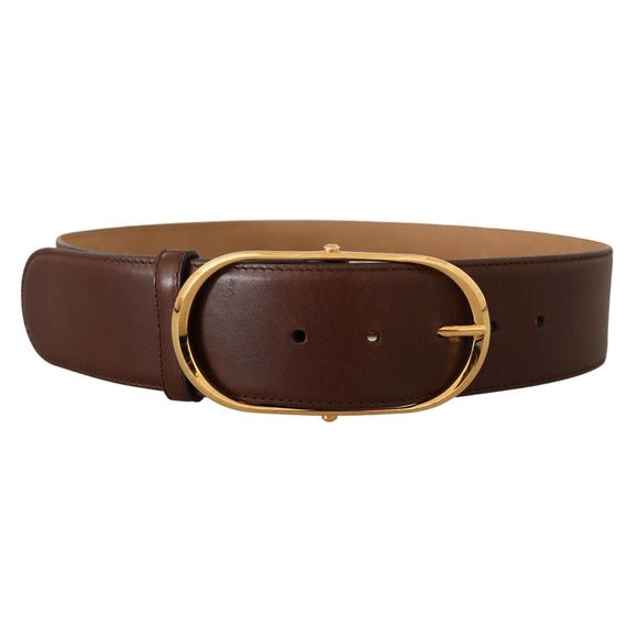 Dolce & Gabbana Accessories - Dolce & Gabbana Brown Leather Gold Metal Oval Buckle Belt